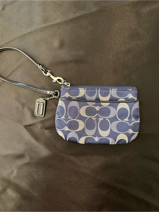 Coach Handbags - Coach Navy and Silver Signature Charm Wristlet